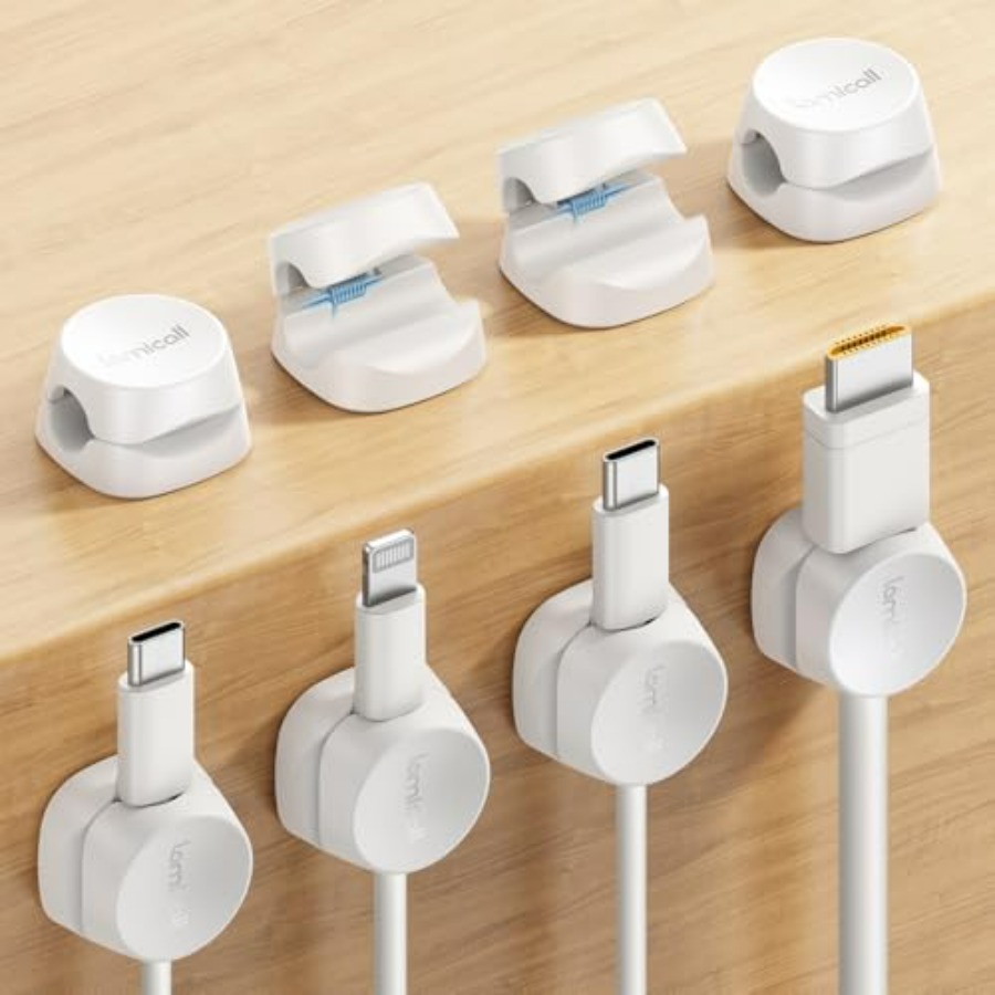 Desk Cable Clip - 8'li Paket Kablo Düzenleyici, [1'li Kilitli]