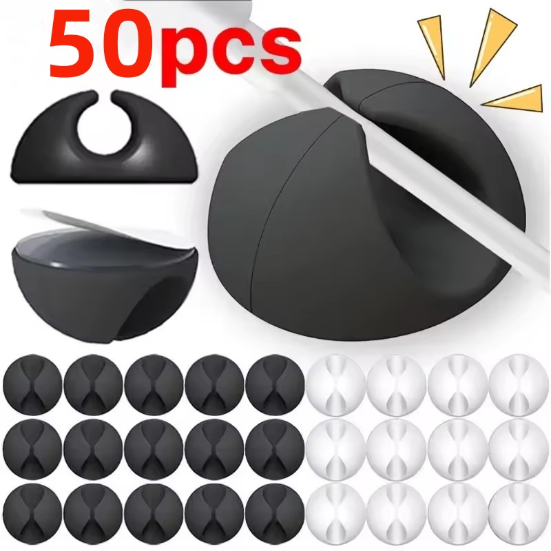 Desk Cable Clip - 5/50 adet kablo klipsi sarıcı organizatör