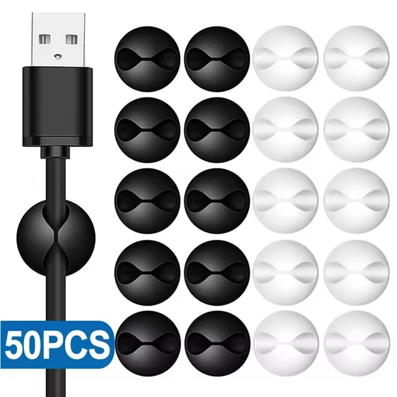 Desk Cable Clip - 5/50 adet masaüstü duvar kablo klipsleri
